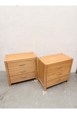 Light Oak 3-Drawer Wooden Bedside Table