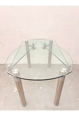 Stainless Steel Base Extendable Glass Top Dining Table