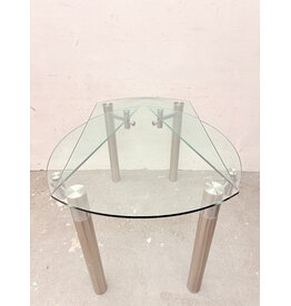 Stainless Steel Base Extendable Glass Top Dining Table