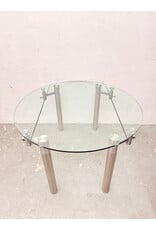 Stainless Steel Base Extendable Glass Top Dining Table