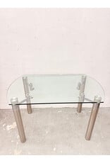 Stainless Steel Base Extendable Glass Top Dining Table