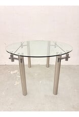 Stainless Steel Base Extendable Glass Top Dining Table
