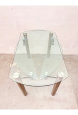 Stainless Steel Base Extendable Glass Top Dining Table