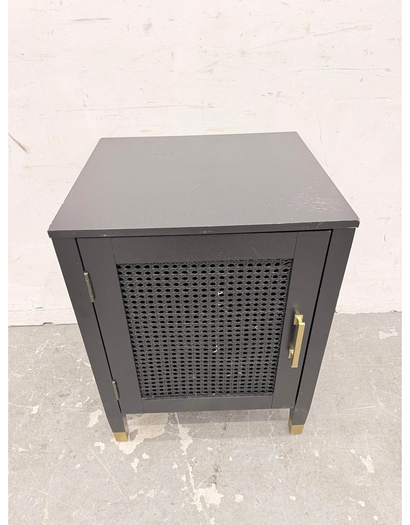 Black Wooden Storage Nightstand