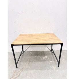 Rectangular Wooden-Top, Metal Frame Table