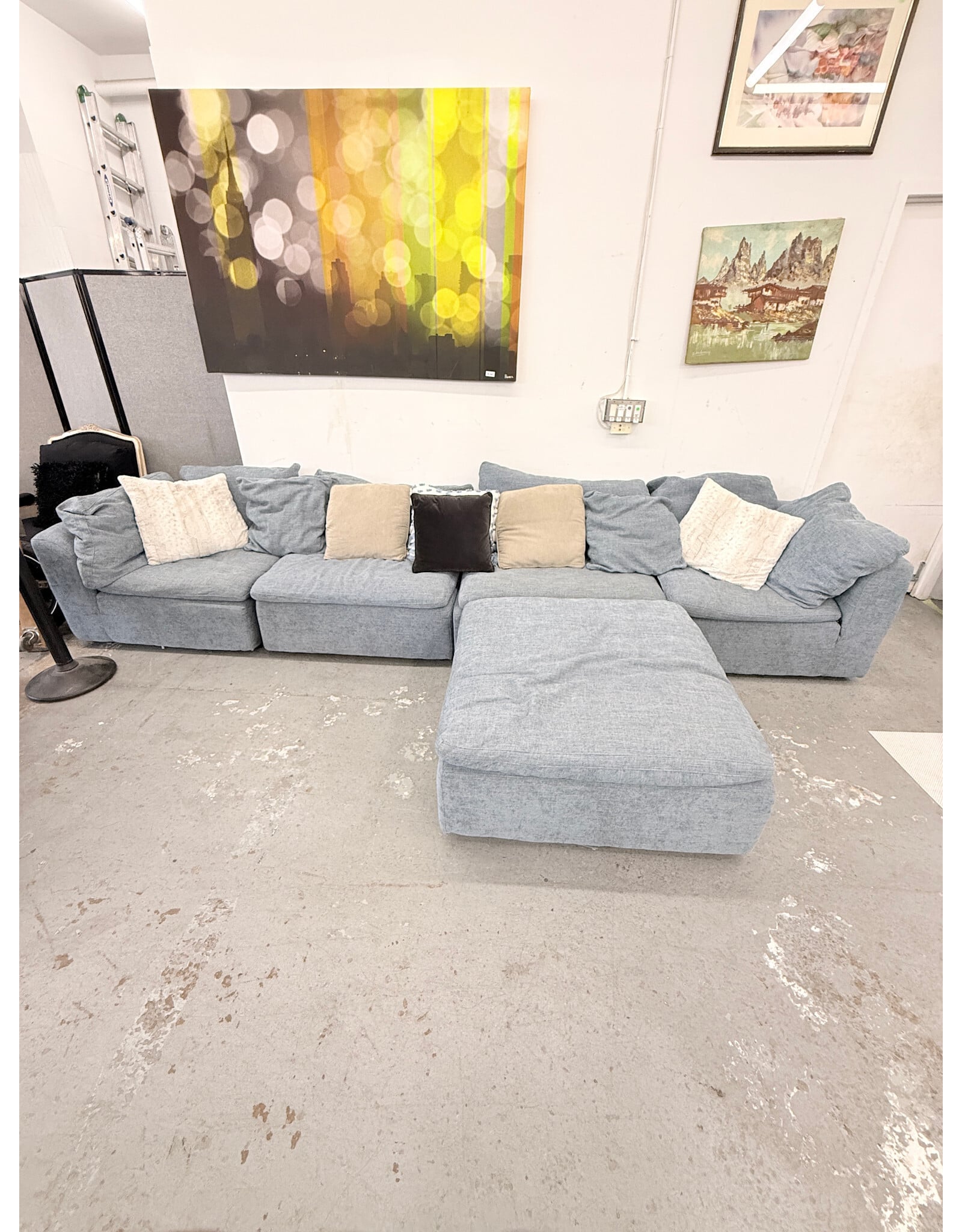 Modular U-Shaped Sectional Blue Sofa