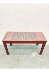 Chinese Red Lacquered Console with Glass Top
