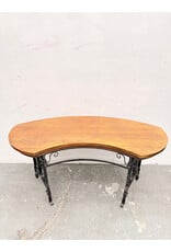 Curved Wooden Desk with Scrolled Iron Base