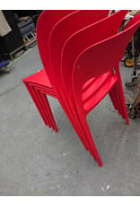 Red Fabulaxe Modern Plastic Outdoor Dining Chair