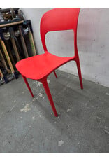 Red Fabulaxe Modern Plastic Outdoor Dining Chair