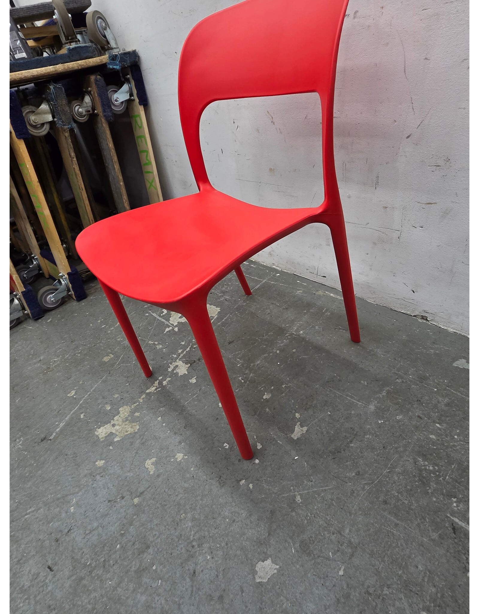 Red Fabulaxe Modern Plastic Outdoor Dining Chair