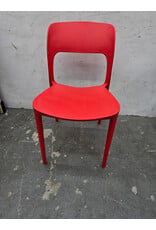 Red Fabulaxe Modern Plastic Outdoor Dining Chair