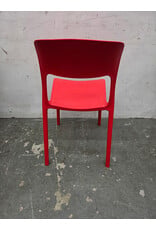 Red Fabulaxe Modern Plastic Outdoor Dining Chair