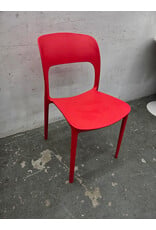 Red Fabulaxe Modern Plastic Outdoor Dining Chair