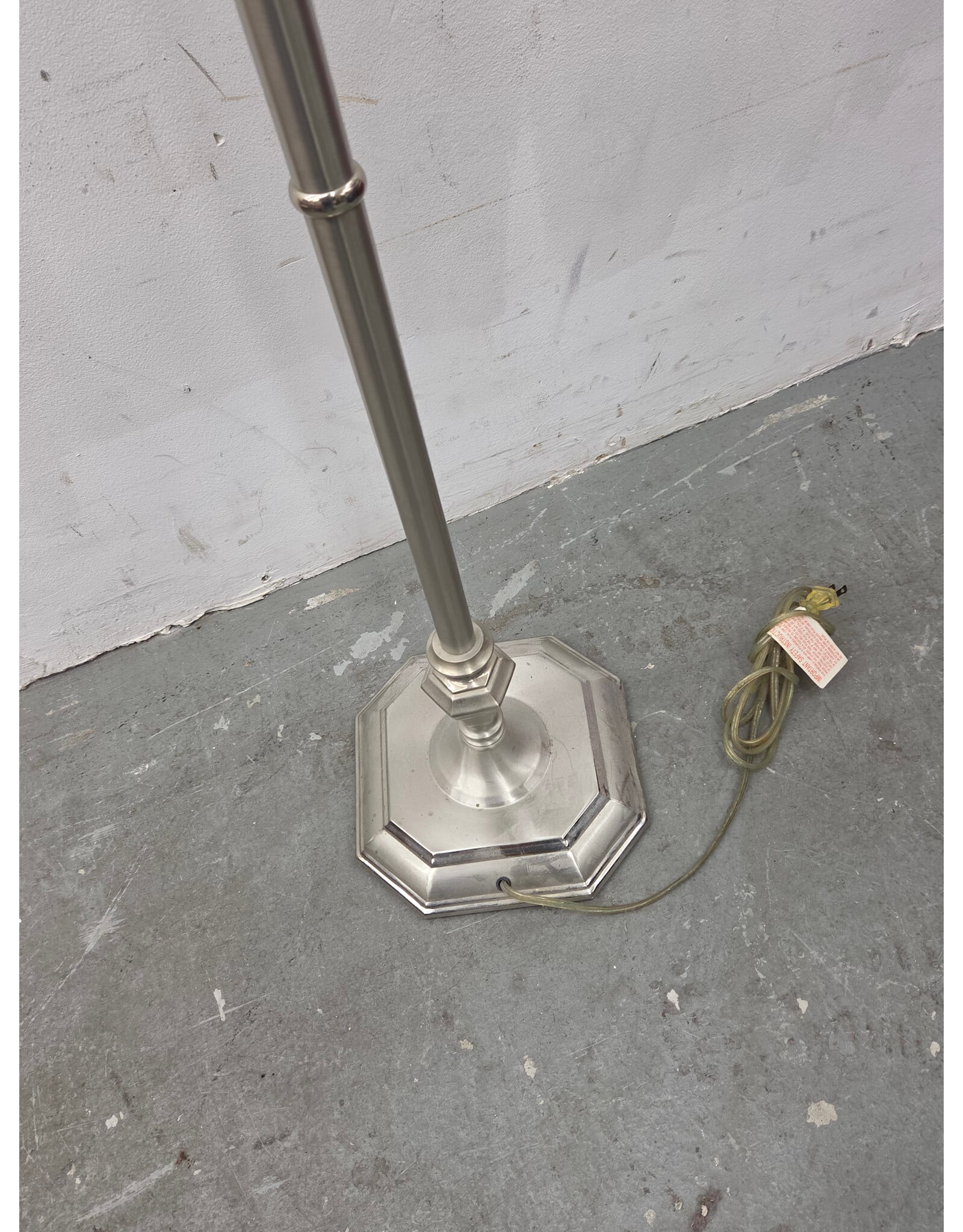 Traditional Metal Floor Lamp with Brushed Silver Finish