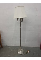 Traditional Metal Floor Lamp with Brushed Silver Finish