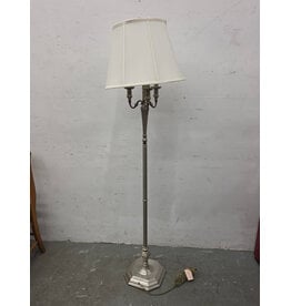 Traditional Metal Floor Lamp with Brushed Silver Finish