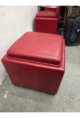Red Faux Leather Storage Ottoman