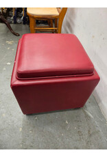 Red Faux Leather Storage Ottoman