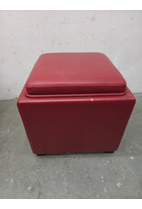 Red Faux Leather Storage Ottoman