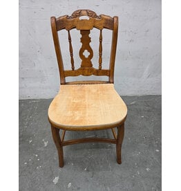 Vintage Wooden Chair with Clover-Shaped Cut-Out