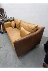 Tan Leather Sofa with Bench Seat Cushion