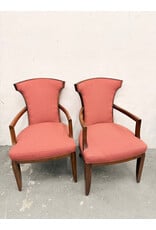 Vintage-Style Mahogany Dining Armchair with Red Upholstery