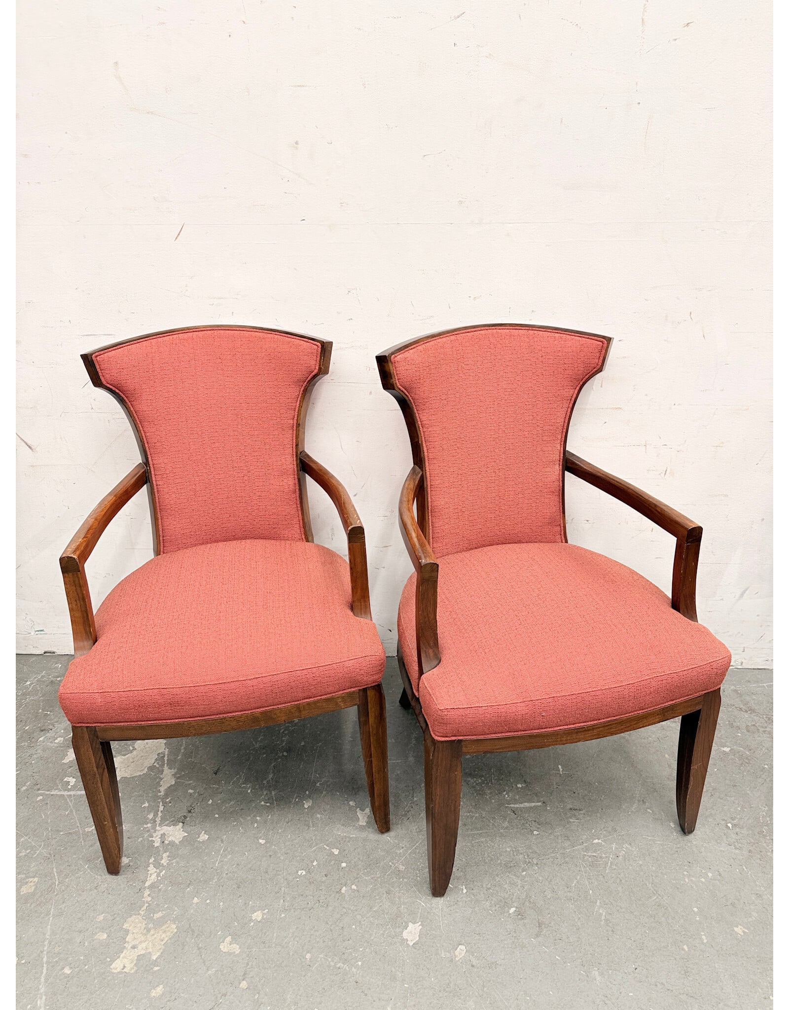 Vintage-Style Mahogany Dining Armchair with Red Upholstery