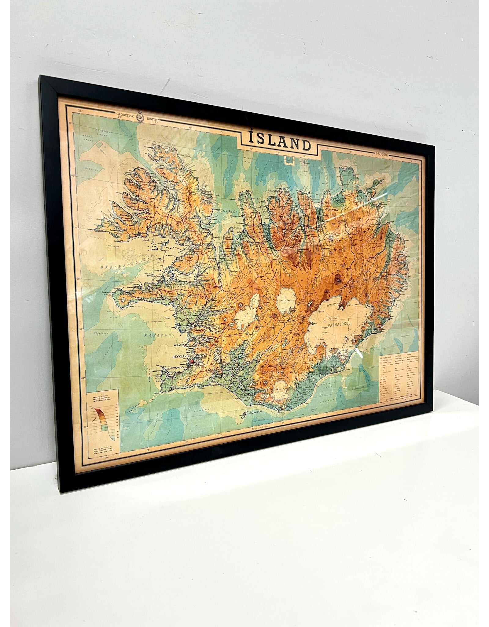 Framed Vintage Style Map of Iceland