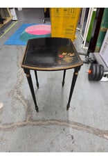 Vintage Chinoiserie Black Lacquer Side Table
