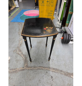 Vintage Chinoiserie Black Lacquer Side Table