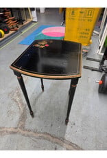 Vintage Chinoiserie Black Lacquer Side Table