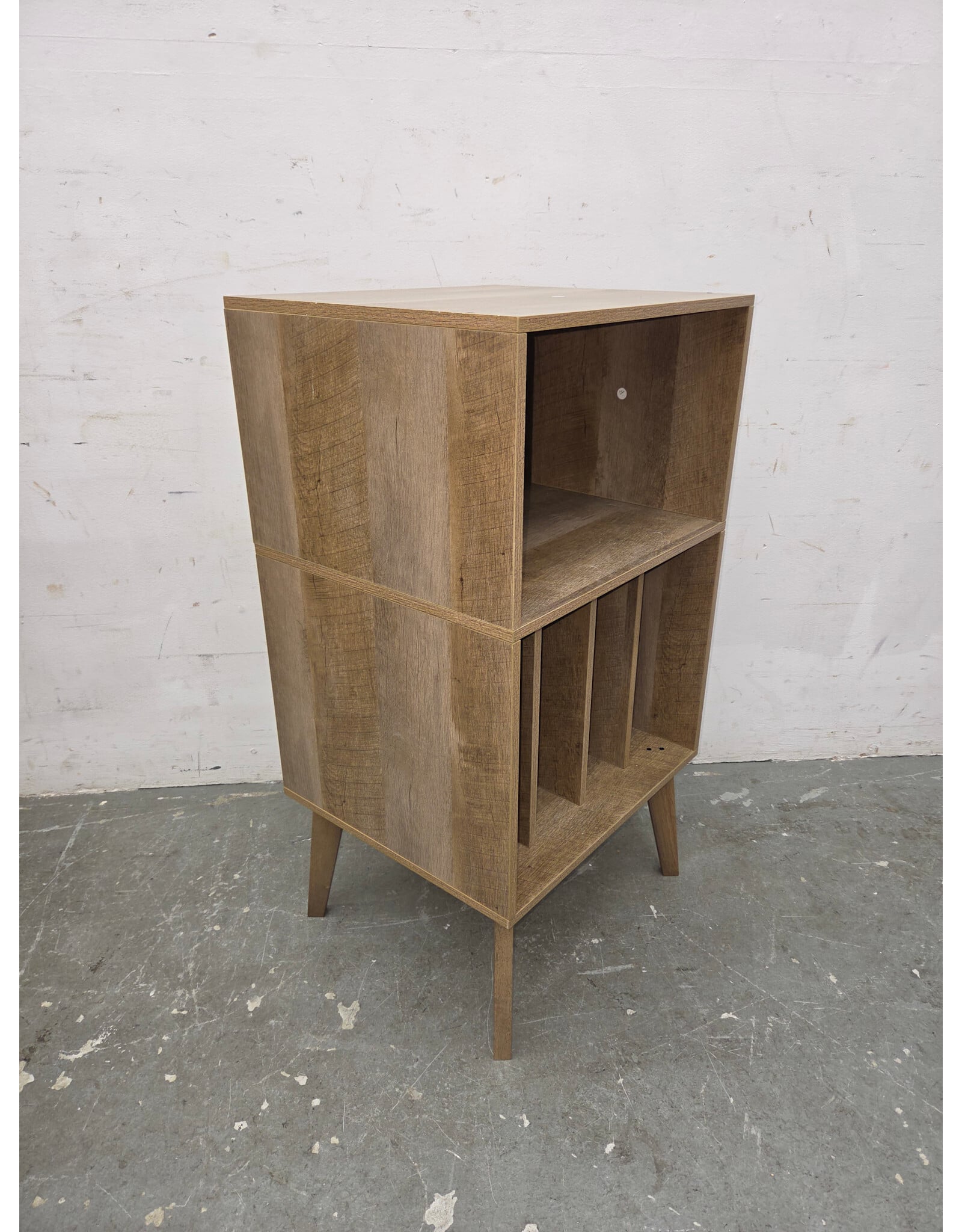 Oak Mid-Century Storage Cabinet with Solid Wood Legs