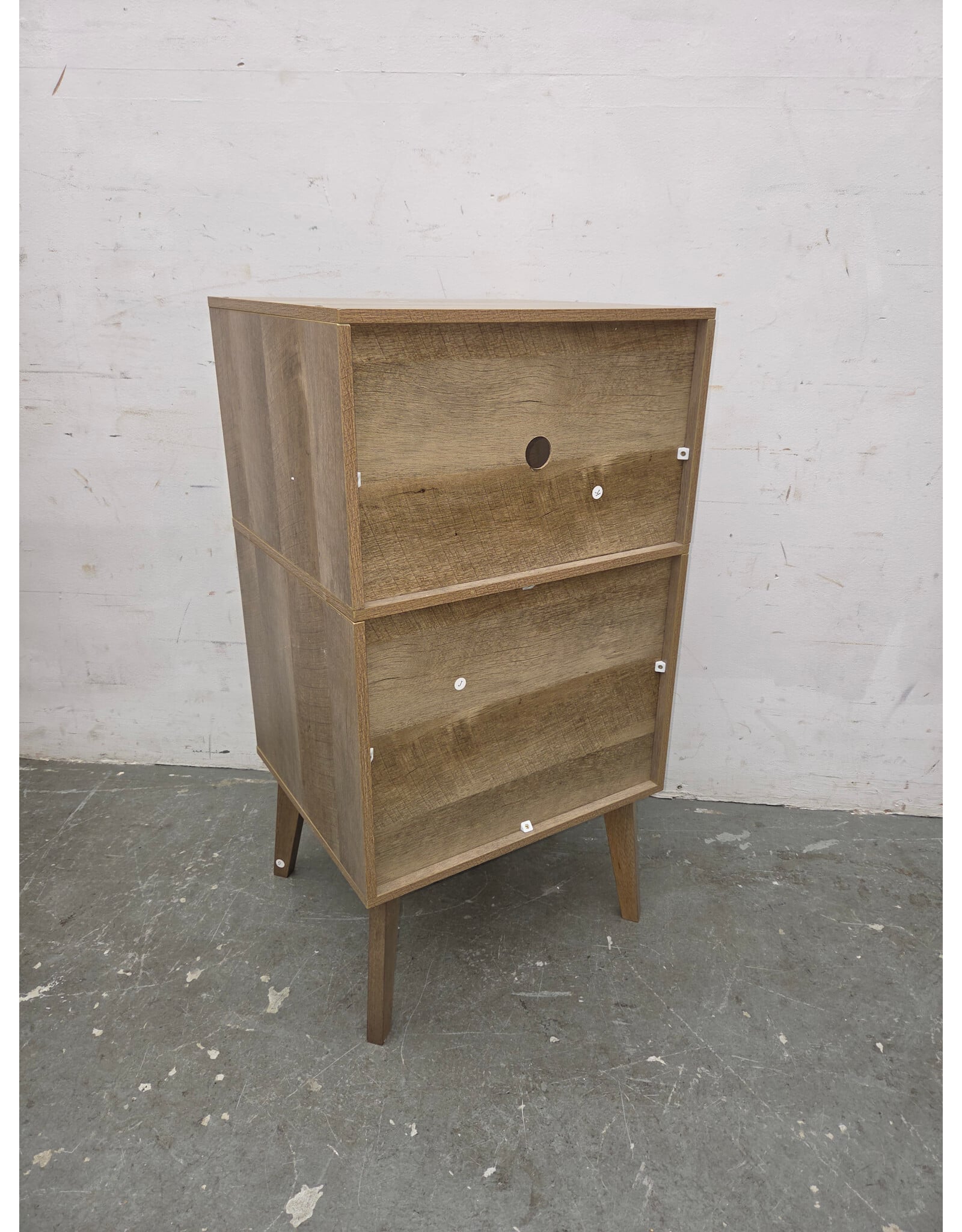 Oak Mid-Century Storage Cabinet with Solid Wood Legs