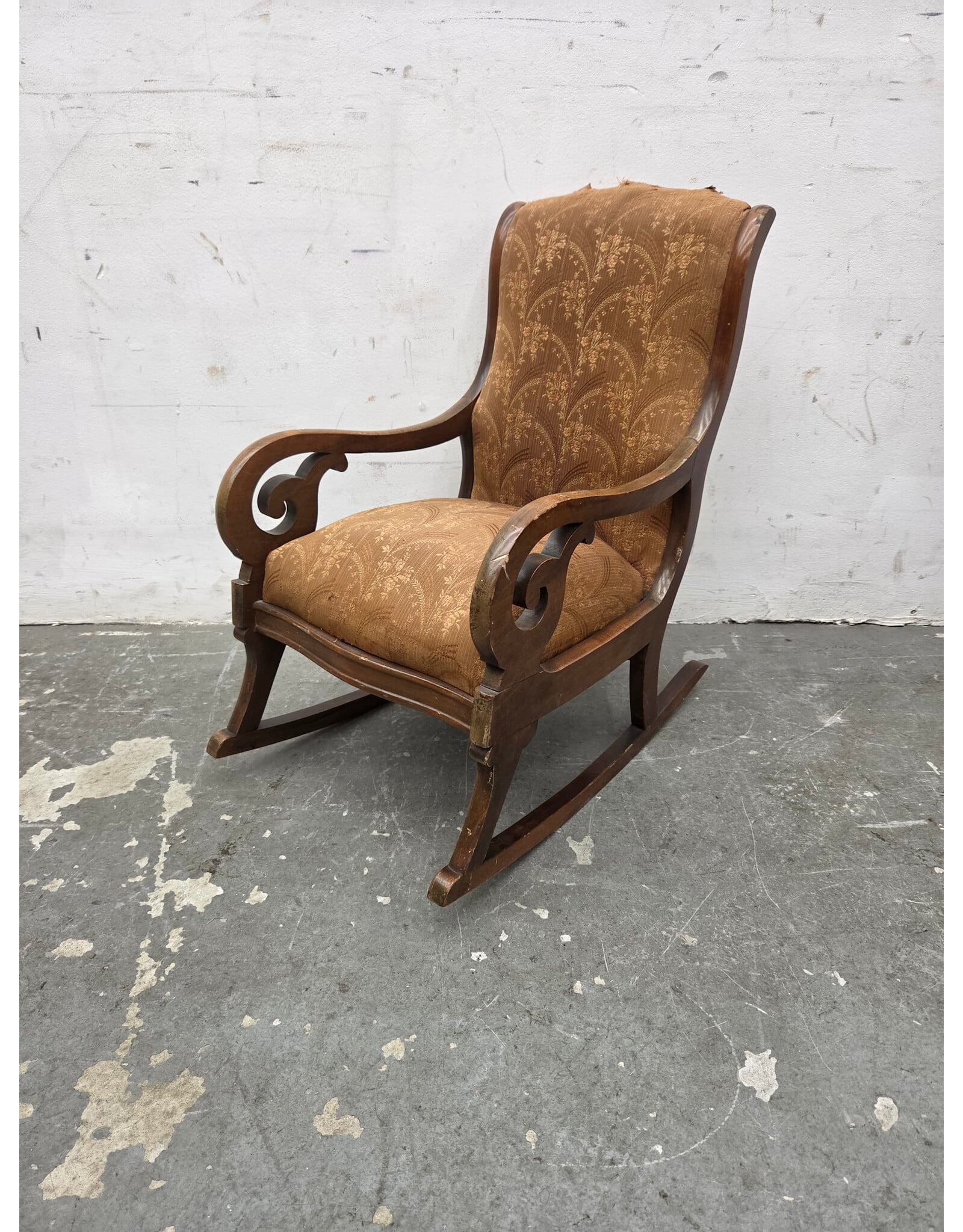 19th-Century Victorian-Style Scroll-Frame Rocking Chair