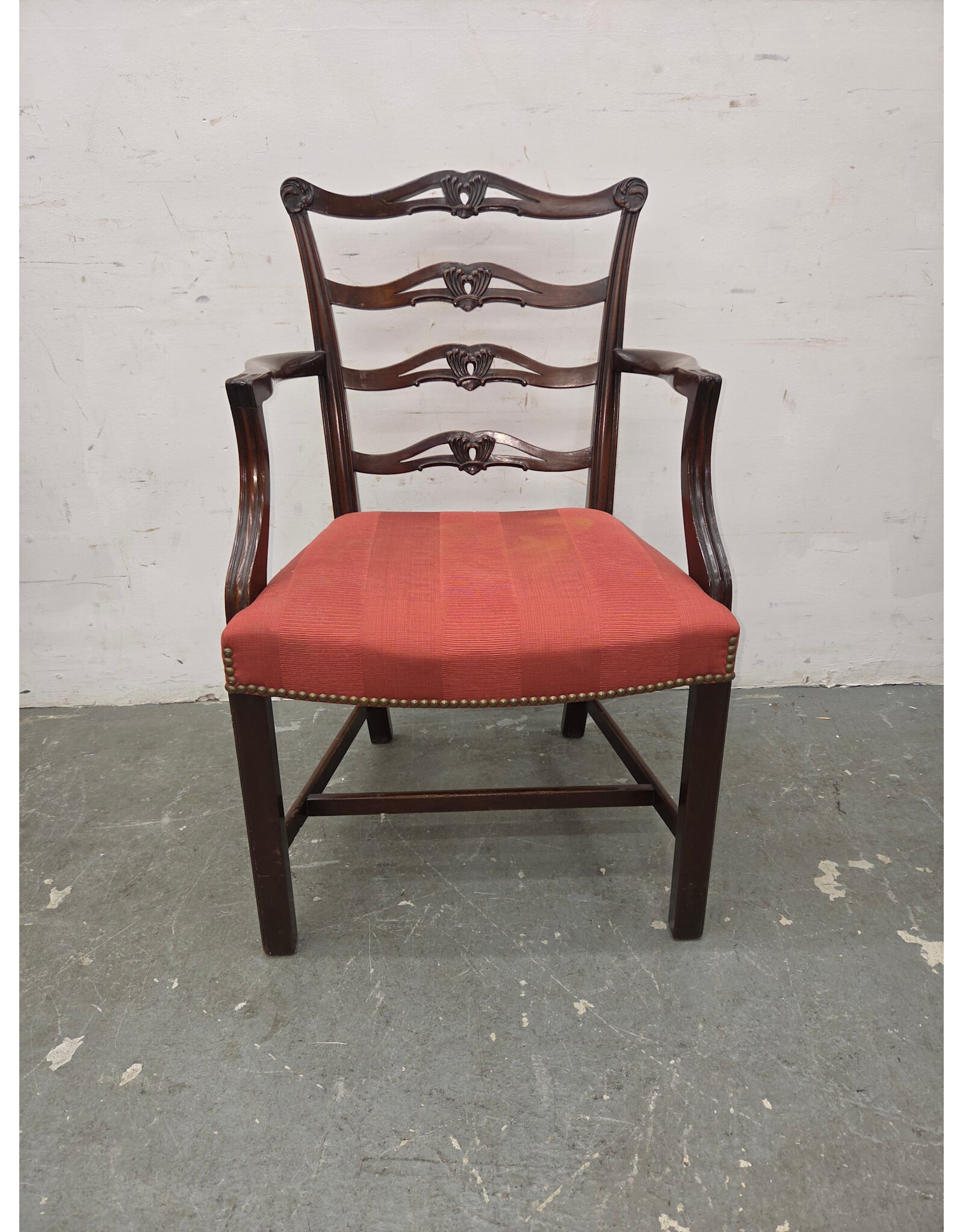 Antique George III-Style Mahogany Ribbon-Back Armchair
