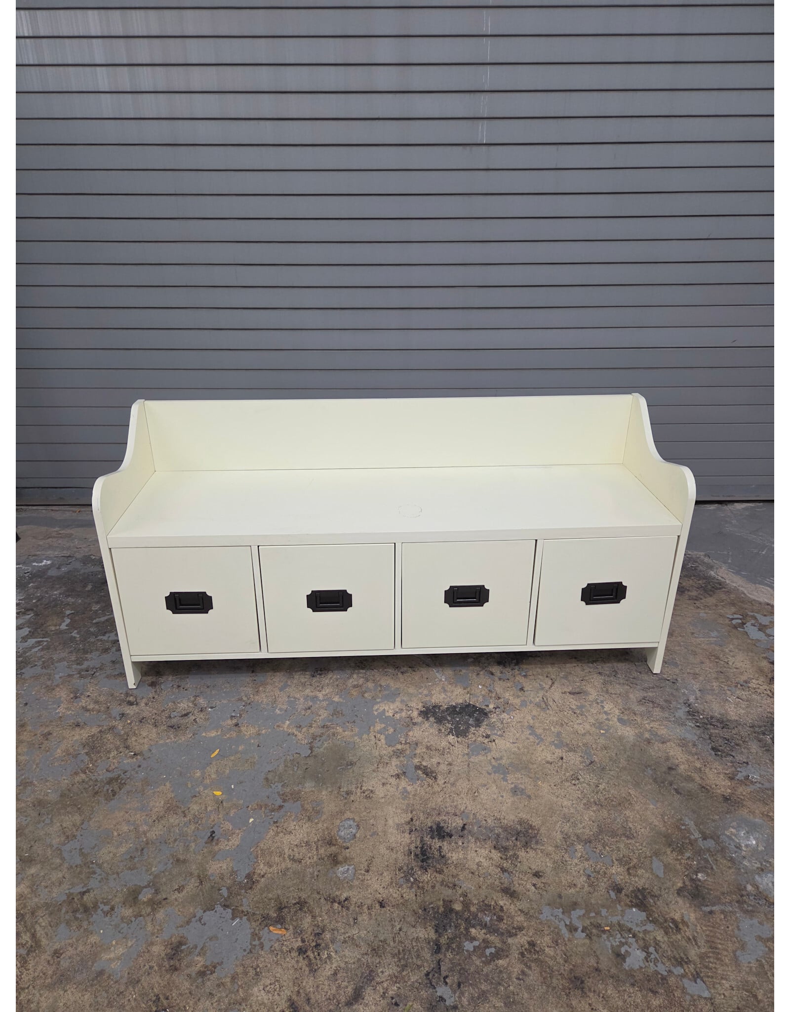 Boston Loft Furnishings Fletta Casual Antique White Storage Bench