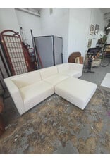 Modway Mingle Vegan Leather Sofa and Ottoman Set in White