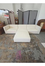 Modway Mingle Vegan Leather Sofa and Ottoman Set in White