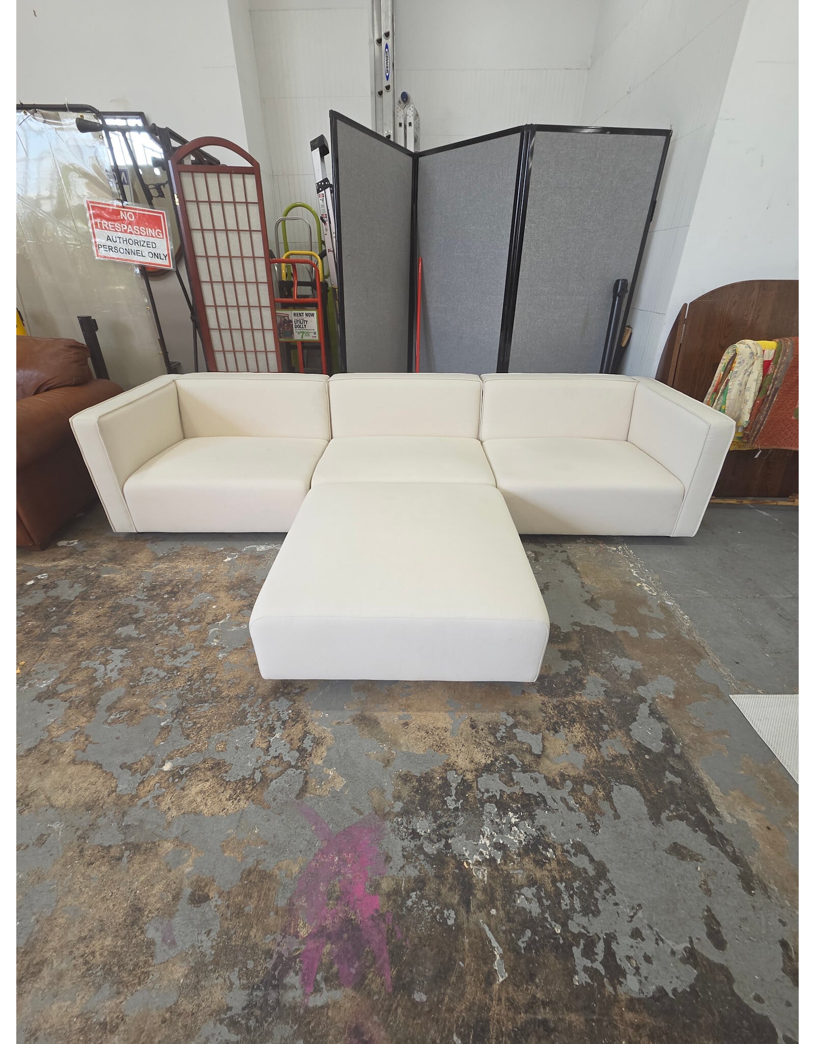 Modway Mingle Vegan Leather Sofa and Ottoman Set in White