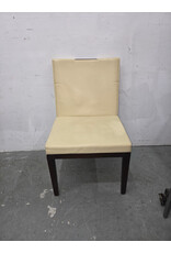 Cream-Upholstered Side Dining Chair With Mahogany Legs