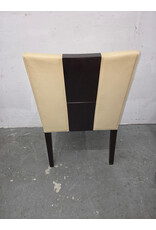 Cream-Upholstered Side Dining Chair With Mahogany Legs