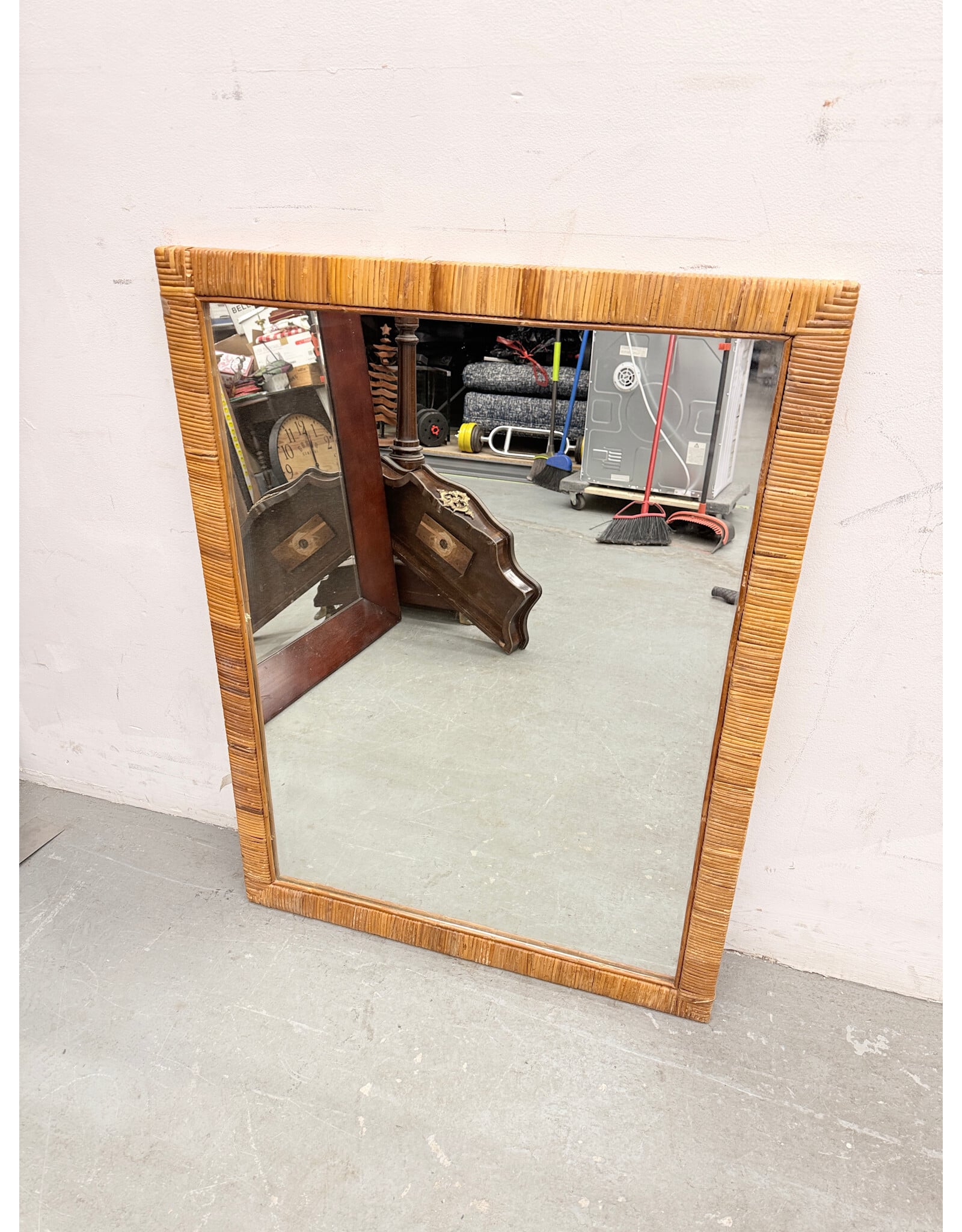 Italian-Style Bamboo/Rattan Wrapped Wall Mirror