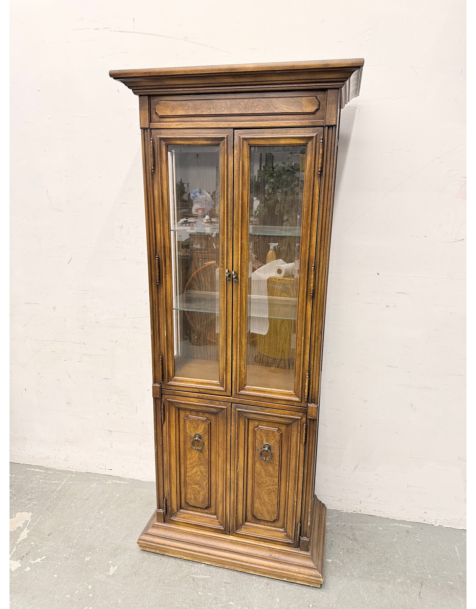 Traditional Carved Wood Curio Display Cabinet