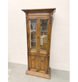 Traditional Carved Wood Curio Display Cabinet