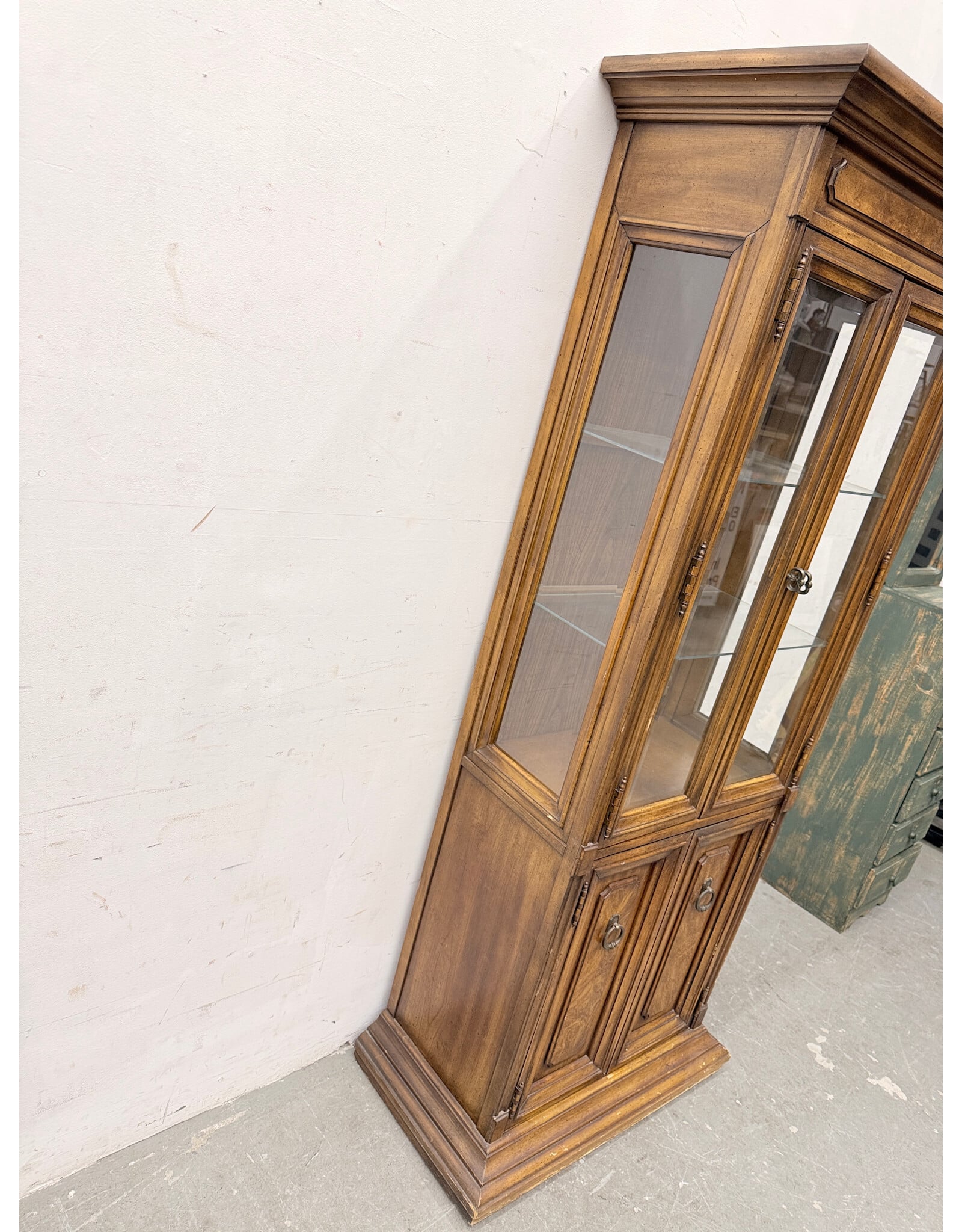 Traditional Carved Wood Curio Display Cabinet