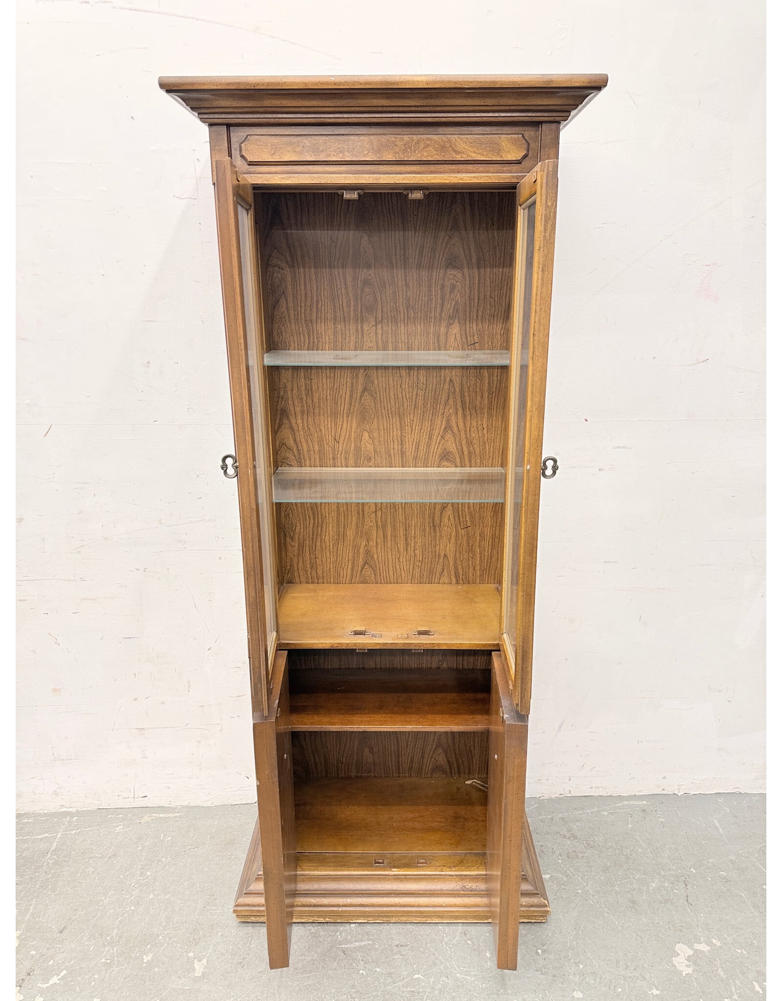 Traditional Carved Wood Curio Display Cabinet