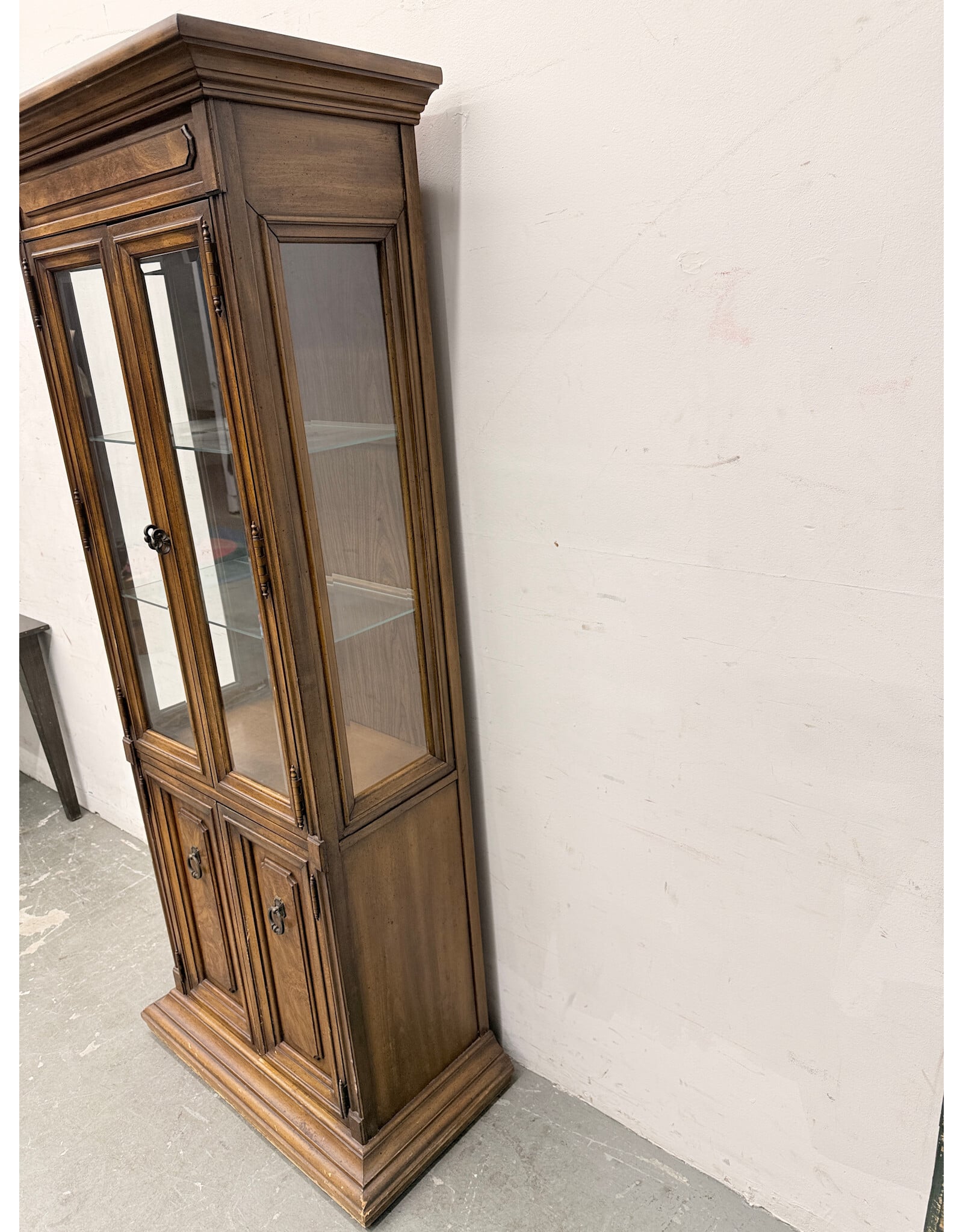 Traditional Carved Wood Curio Display Cabinet