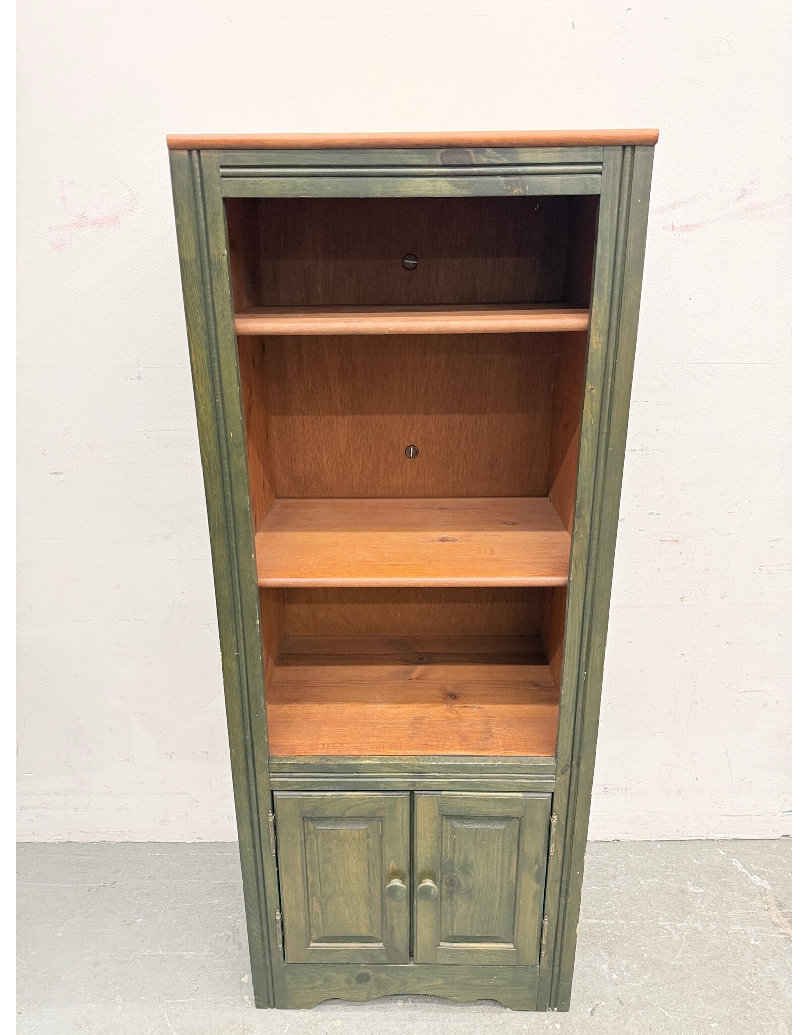 Rustic Open Bookcase with Storage Cabinet on the Bottom