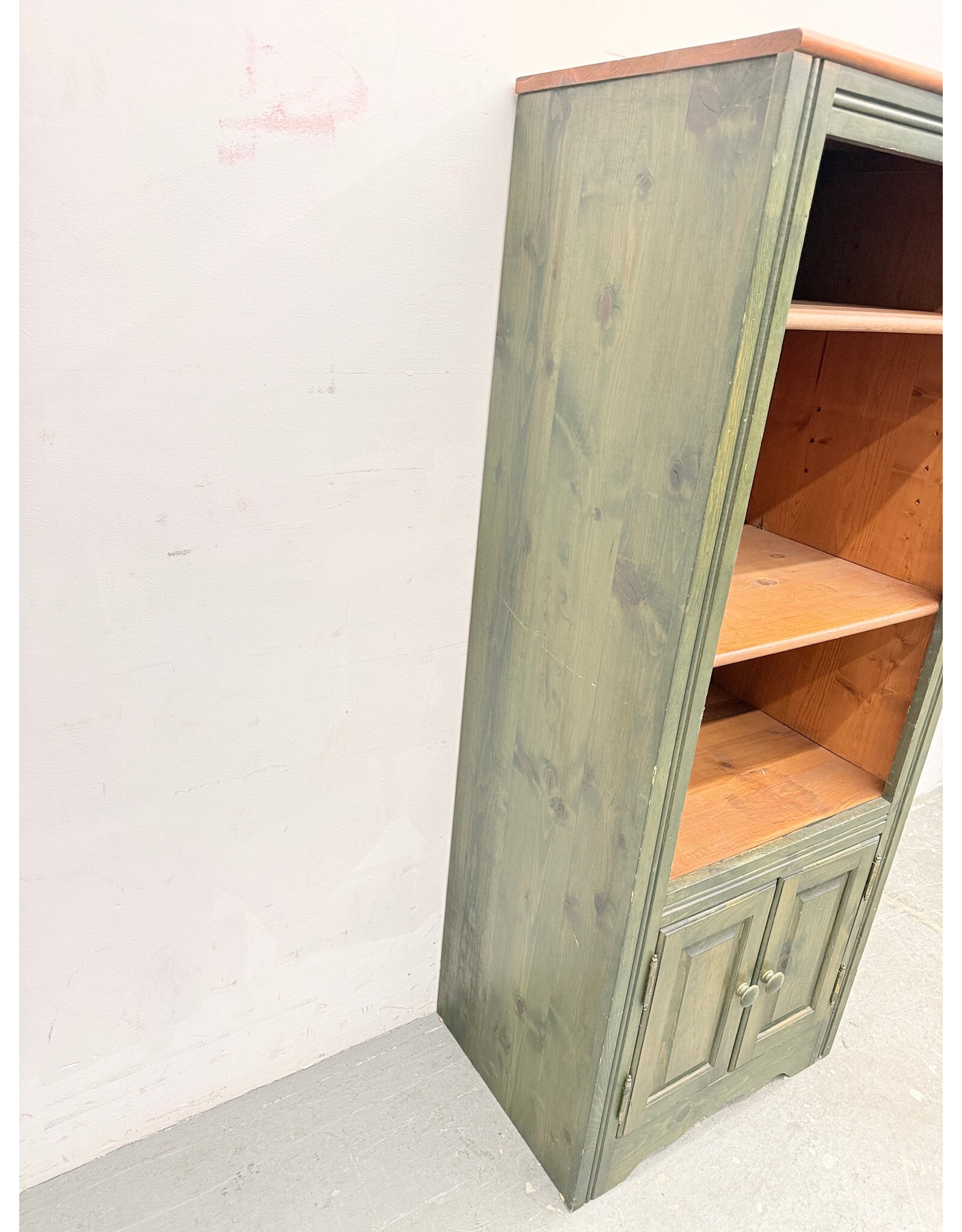 Rustic Open Bookcase with Storage Cabinet on the Bottom